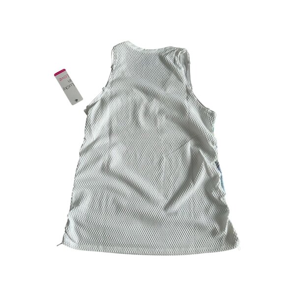 LUCKY IN LOVE White V Neck Mesh Tank Size M NEW with tags - Picture 4 of 6
